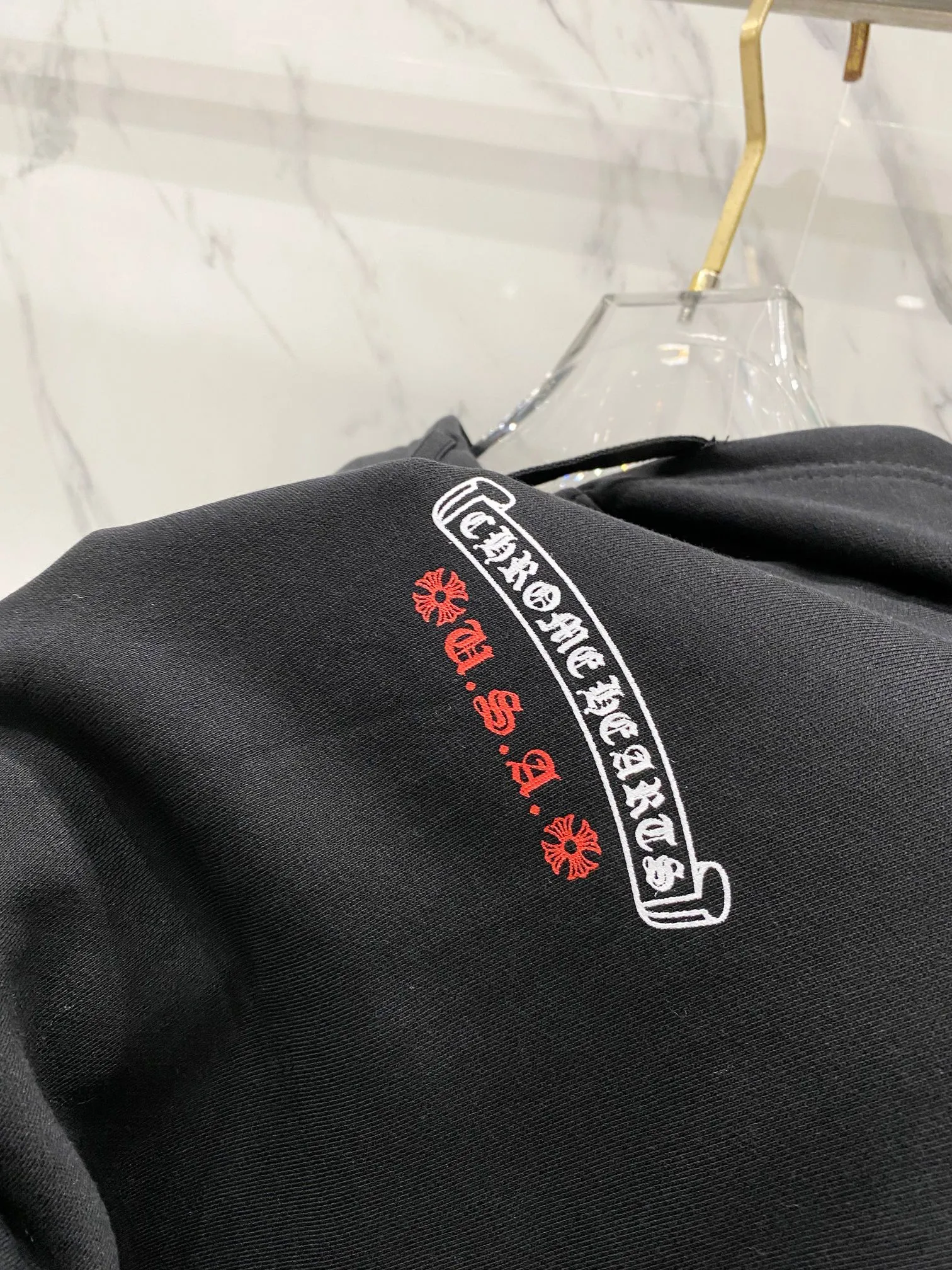 P290 Chrome Hearts 25ss horseshoe Sanskrit flag foam printed zipper hooded sweatshirt jacket. Fabric high-definition super heavyweight pure cotton fabric. Customized hardware. Thread. Accessories. Matching version. Same style for men and women. -Color: Black -Size: S M L XL